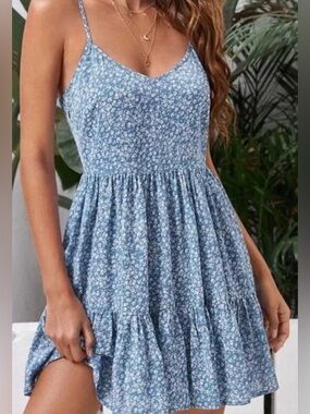 Blue Floral Women's Dress
